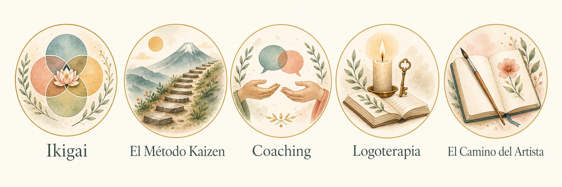 Filosofías que inspiran la formación: Ikigai, Método Kaizen, Coaching, Logoterapia y El Camino del Artista